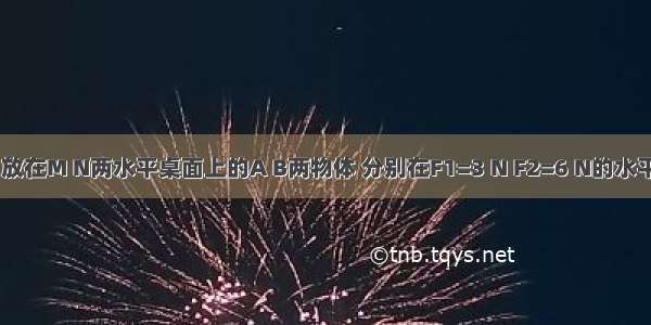 如图所示 放在M N两水平桌面上的A B两物体 分别在F1=3 N F2=6 N的水平拉力作用