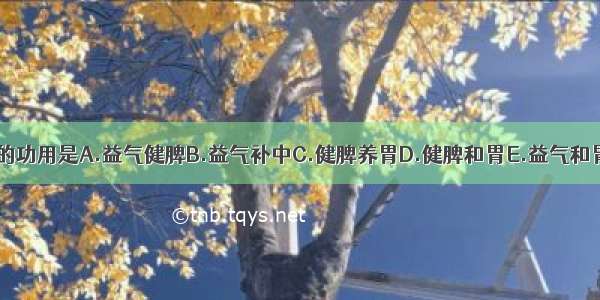 四君子汤的功用是A.益气健脾B.益气补中C.健脾养胃D.健脾和胃E.益气和胃ABCDE