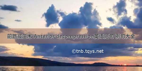 前路减压术 Anterior decompression英语短句 例句大全