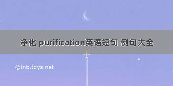 净化 purification英语短句 例句大全