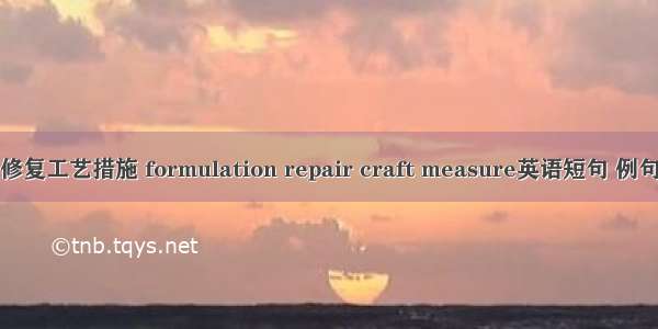 制定修复工艺措施 formulation repair craft measure英语短句 例句大全