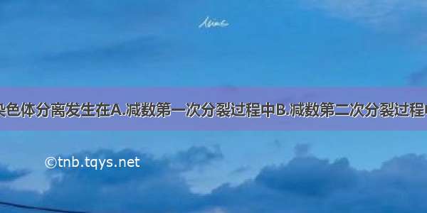 单选题同源染色体分离发生在A.减数第一次分裂过程中B.减数第二次分裂过程中C.有丝分裂