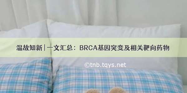 温故知新 | 一文汇总：BRCA基因突变及相关靶向药物