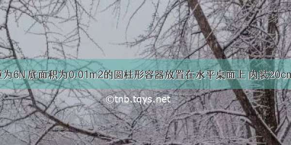 如图所示 重为6N 底面积为0.01m2的圆柱形容器放置在水平桌面上 内装20cm深的水 则