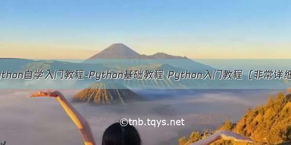 python自学入门教程-Python基础教程 Python入门教程（非常详细）