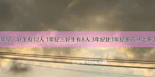 3年纪三好生有12人 1年纪三好生有8人 3年纪比1年纪多百分之多少