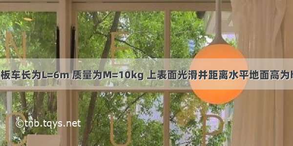 如图所示 平板车长为L=6m 质量为M=10kg 上表面光滑并距离水平地面高为h=1.25m 在