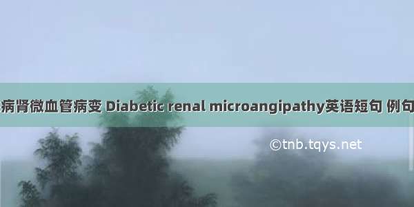 糖尿病肾微血管病变 Diabetic renal microangipathy英语短句 例句大全