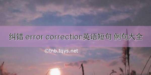 纠错 error correction英语短句 例句大全