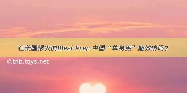 在美国很火的Meal Prep 中国“单身族”能效仿吗？