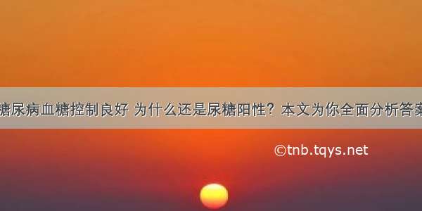 糖尿病血糖控制良好 为什么还是尿糖阳性？本文为你全面分析答案