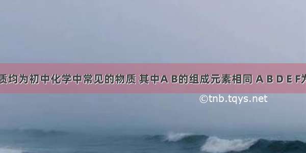 下列物质均为初中化学中常见的物质 其中A B的组成元素相同 A B D E F为氧化物