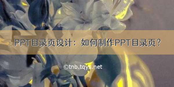 PPT目录页设计：如何制作PPT目录页？