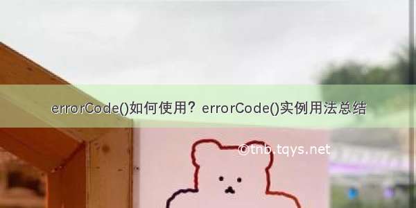 errorCode()如何使用？errorCode()实例用法总结