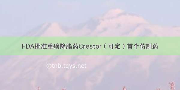 FDA批准重磅降脂药Crestor（可定）首个仿制药