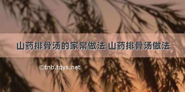 山药排骨汤的家常做法 山药排骨汤做法