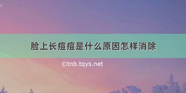 脸上长痘痘是什么原因怎样消除