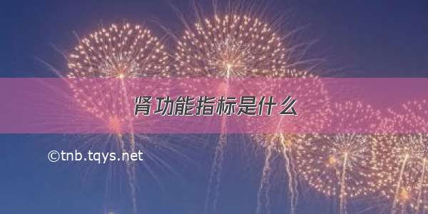 肾功能指标是什么