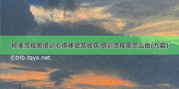 标准流程图培训心得体会及收获 培训流程图怎么做(九篇)