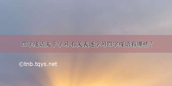 四字成语关于学习 有关表述学习四字成语有哪些？