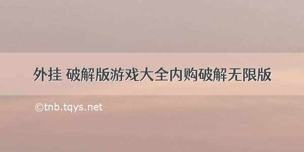 外挂 破解版游戏大全内购破解无限版