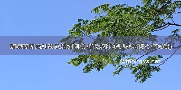 糖尿病防治知识总结如何写 糖尿病的护理总结怎么写(6篇)