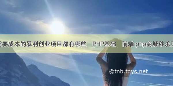 不需要成本的暴利创业项目都有哪些 – PHP基础 – 前端 php商城秒杀页面