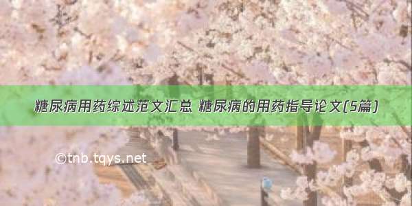 糖尿病用药综述范文汇总 糖尿病的用药指导论文(5篇)