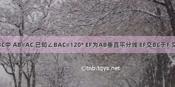 在△ABC中 AB=AC 已知∠BAC=120° EF为AB垂直平分线 EF交BC于F 交AB与E