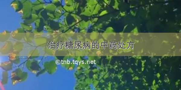 治疗糖尿病的中药处方