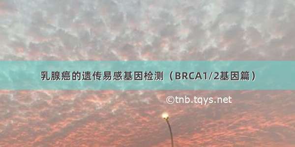 乳腺癌的遗传易感基因检测（BRCA1/2基因篇）