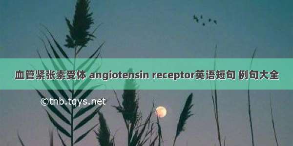 血管紧张素受体 angiotensin receptor英语短句 例句大全