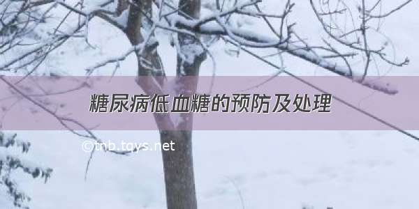 糖尿病低血糖的预防及处理