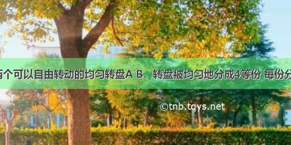 如图1 有两个可以自由转动的均匀转盘A B．转盘被均匀地分成4等份 每份分别标上1 2