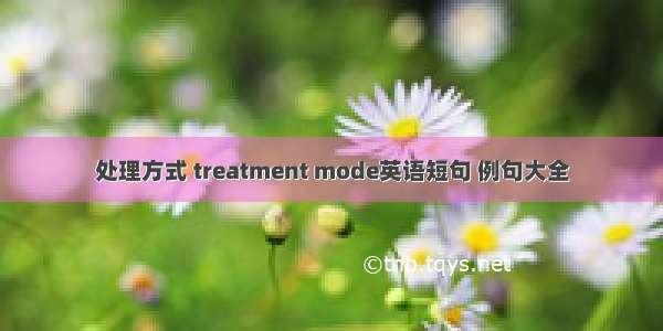 处理方式 treatment mode英语短句 例句大全