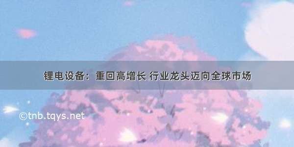 锂电设备：重回高增长 行业龙头迈向全球市场