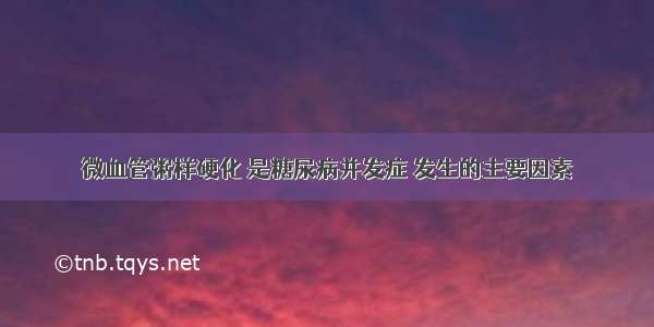 微血管粥样硬化 是糖尿病并发症 发生的主要因素