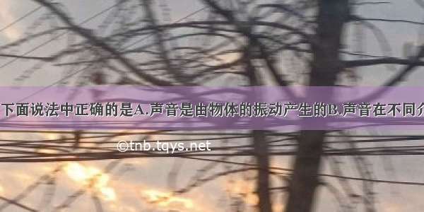 关于声现象 下面说法中正确的是A.声音是由物体的振动产生的B.声音在不同介质中的传播