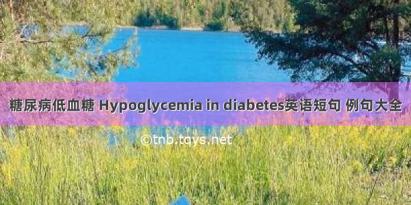 糖尿病低血糖 Hypoglycemia in diabetes英语短句 例句大全