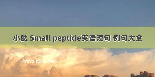 小肽 Small peptide英语短句 例句大全