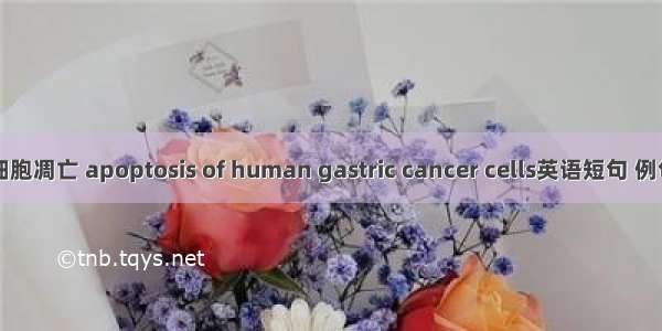 胃癌细胞凋亡 apoptosis of human gastric cancer cells英语短句 例句大全