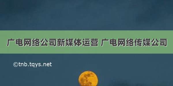 广电网络公司新媒体运营 广电网络传媒公司