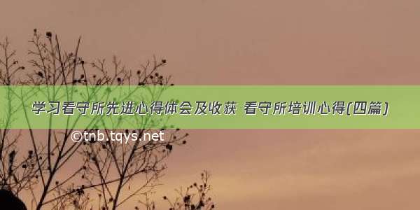 学习看守所先进心得体会及收获 看守所培训心得(四篇)