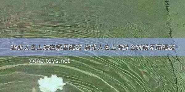 湖北人去上海在哪里隔离 湖北人去上海什么时候不用隔离