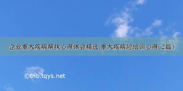 企业重大疾病帮扶心得体会精选 重大疾病险培训心得(2篇)