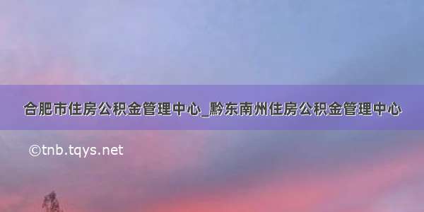 合肥市住房公积金管理中心_黔东南州住房公积金管理中心