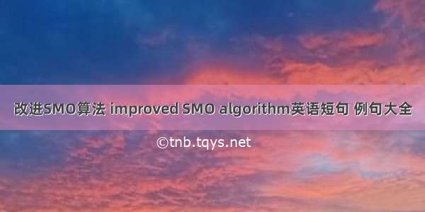 改进SMO算法 improved SMO algorithm英语短句 例句大全