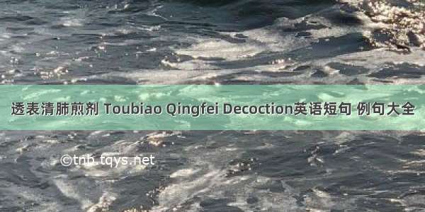 透表清肺煎剂 Toubiao Qingfei Decoction英语短句 例句大全