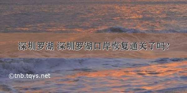 深圳罗湖 深圳罗湖口岸恢复通关了吗?