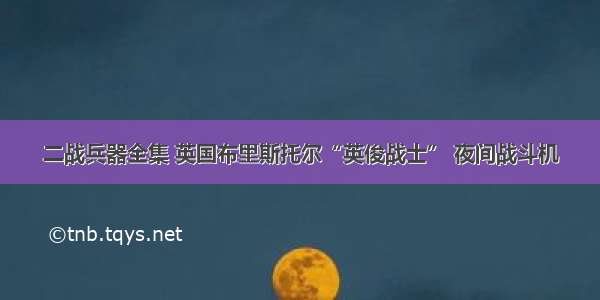 二战兵器全集 英国布里斯托尔“英俊战士” 夜间战斗机